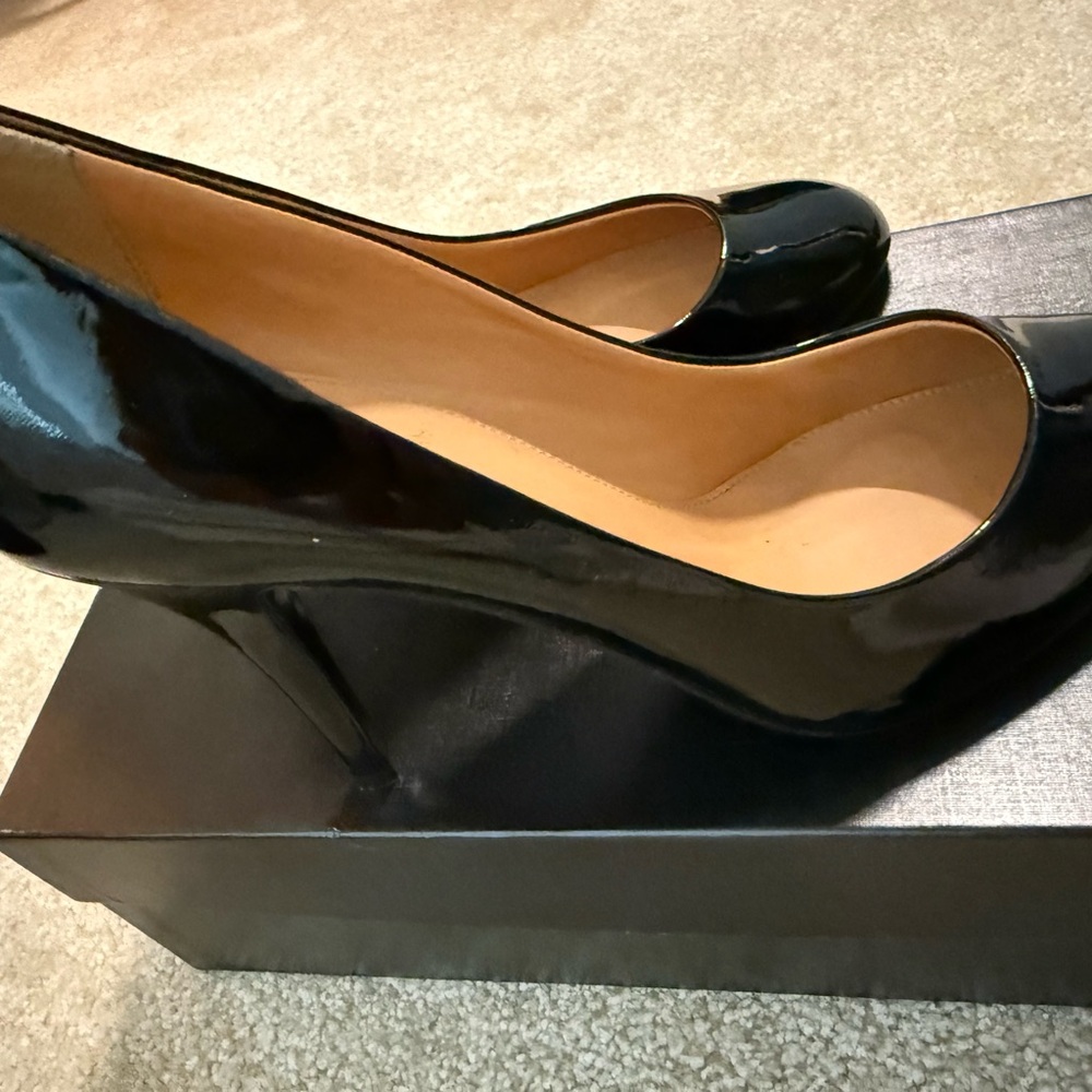 JCrew Mona Patent Pumps in black